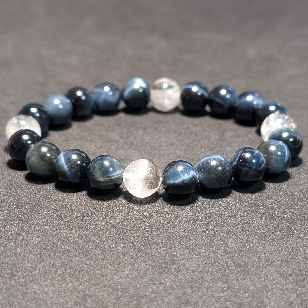 最強仕事運！プラチナルチル × ブルータイガーアイ ブレスレット 8ミリ 数珠