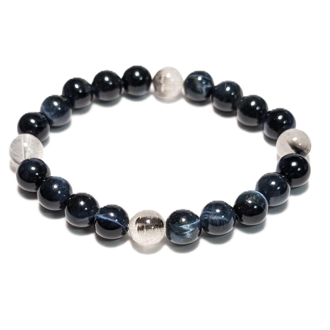 最強仕事運！プラチナルチル × ブルータイガーアイ ブレスレット 8ミリ 数珠