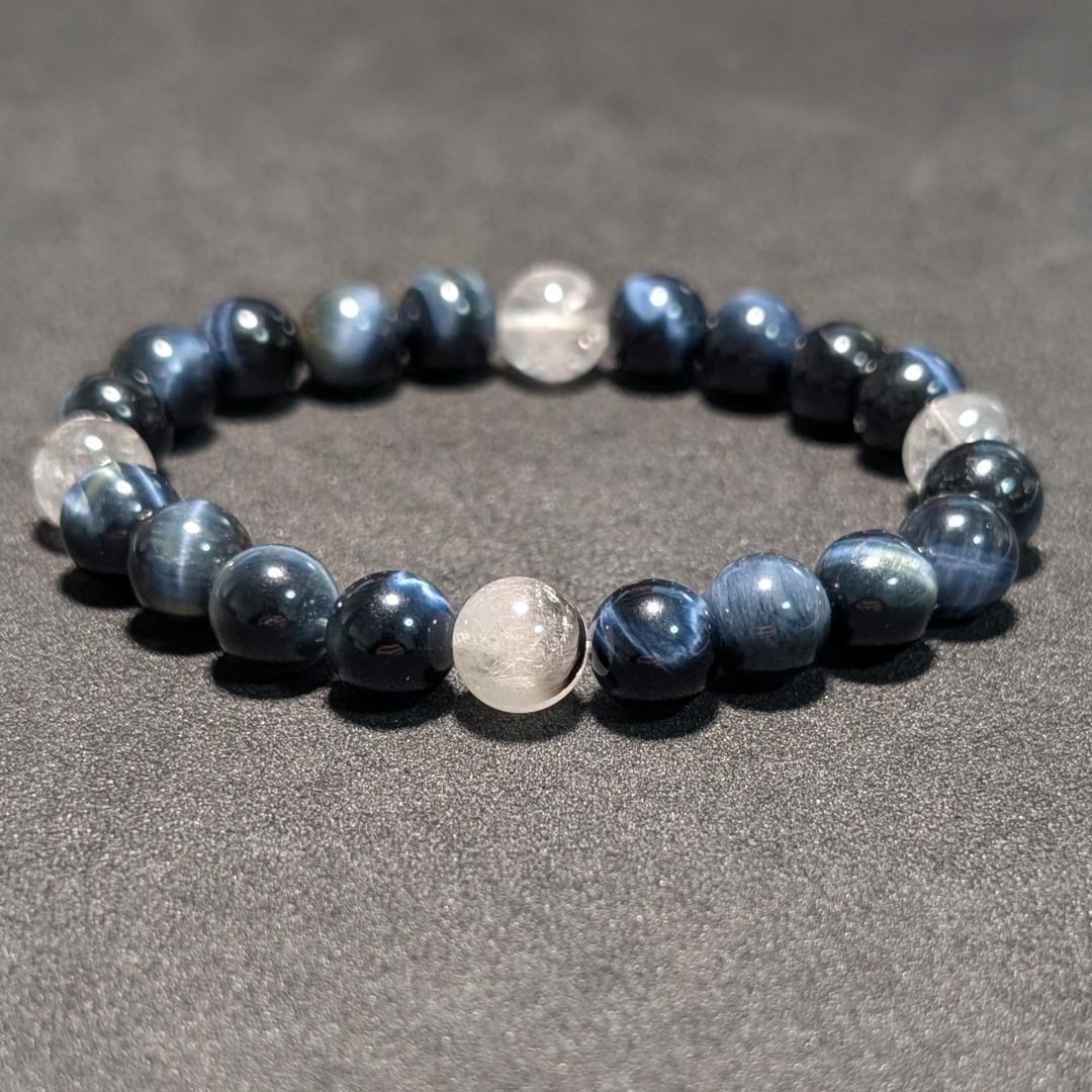 最強仕事運！プラチナルチル × ブルータイガーアイ ブレスレット 8ミリ 数珠