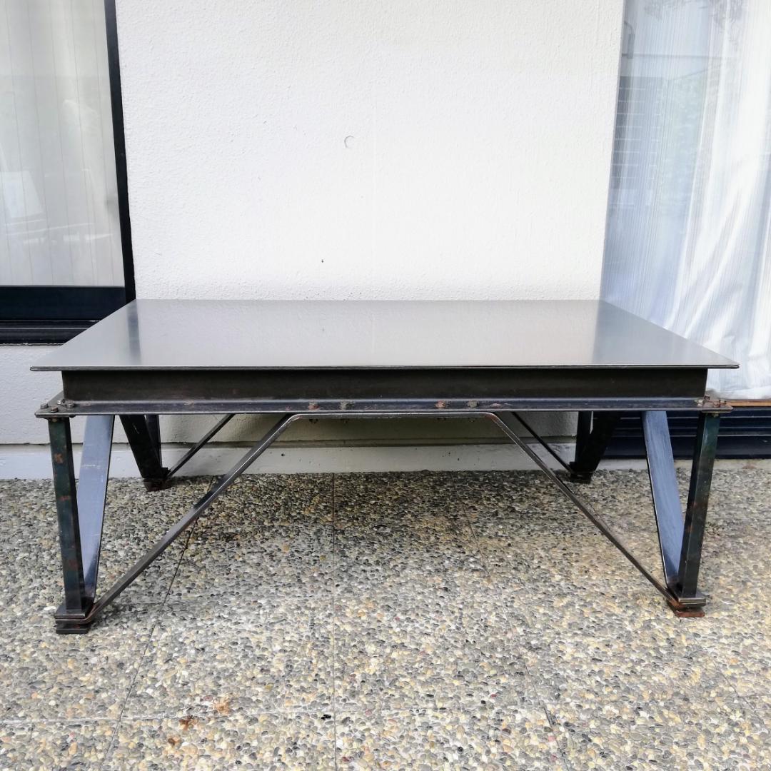 希少 カスタムメイド◆全て鉄のローテーブル インダストリアル ワークテーブル