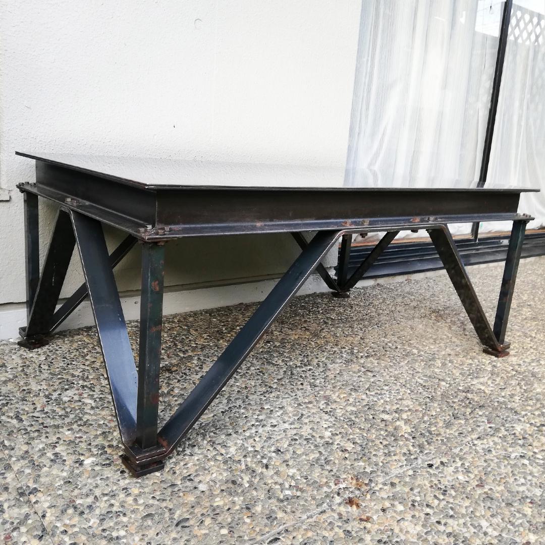 希少 カスタムメイド◆全て鉄のローテーブル インダストリアル ワークテーブル