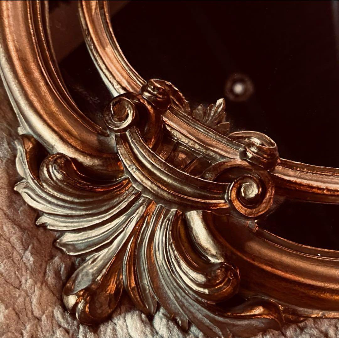 湯布院アンティーク イタリア製ウォールミラー ゴールド オーバルフレーム ロココ