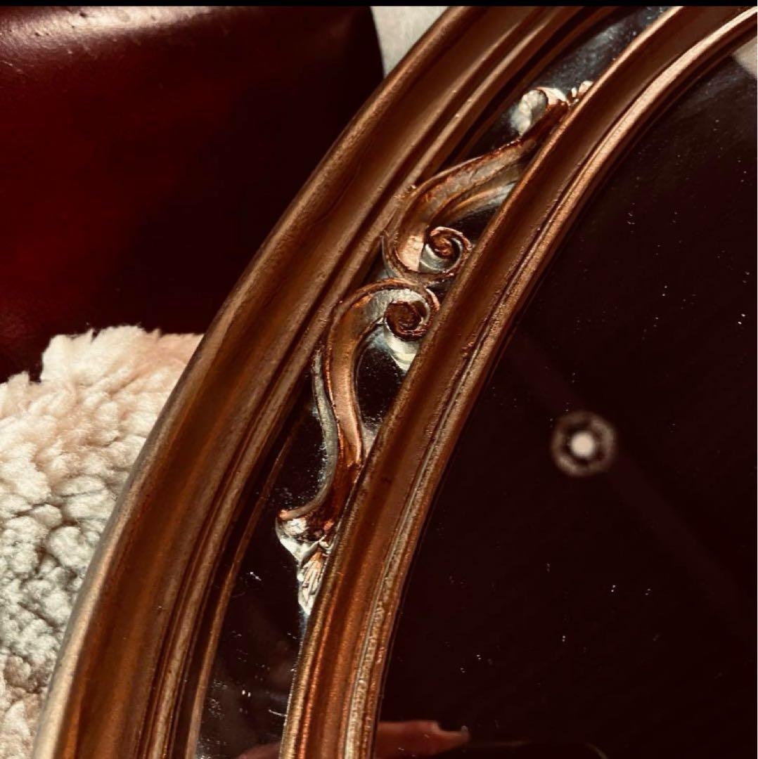 湯布院アンティーク イタリア製ウォールミラー ゴールド オーバルフレーム ロココ