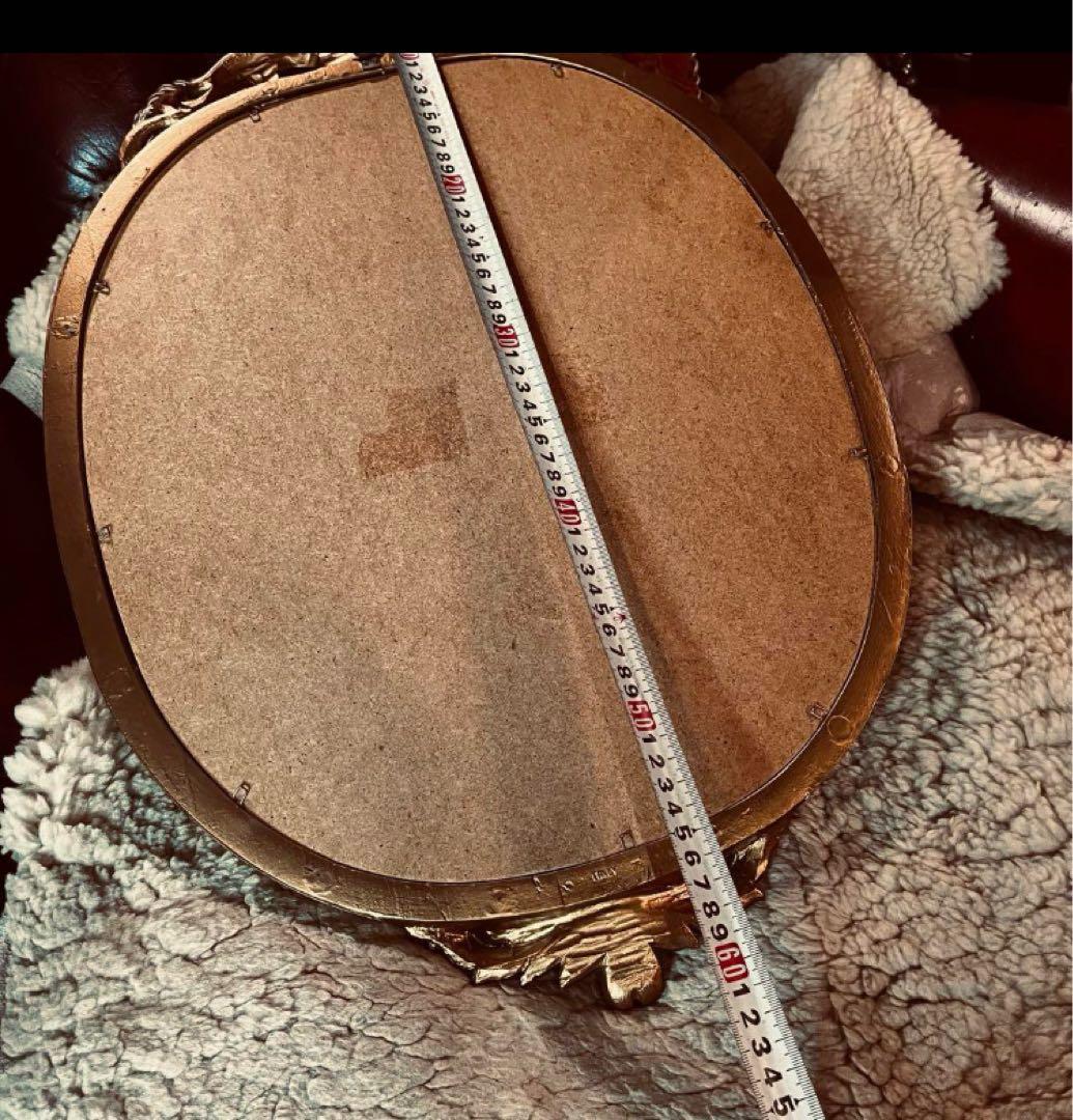 湯布院アンティーク イタリア製ウォールミラー ゴールド オーバルフレーム ロココ