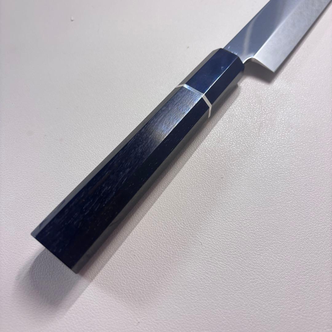 270mm先丸柳刃包丁 鏡面　黒檀黒水牛銀巻八角柄 刺身包丁 全鋼「鞘付き」