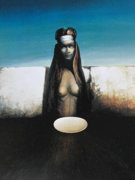 松井豊、憩一女、希少な画集より、新品高級額・額装付、状態良好