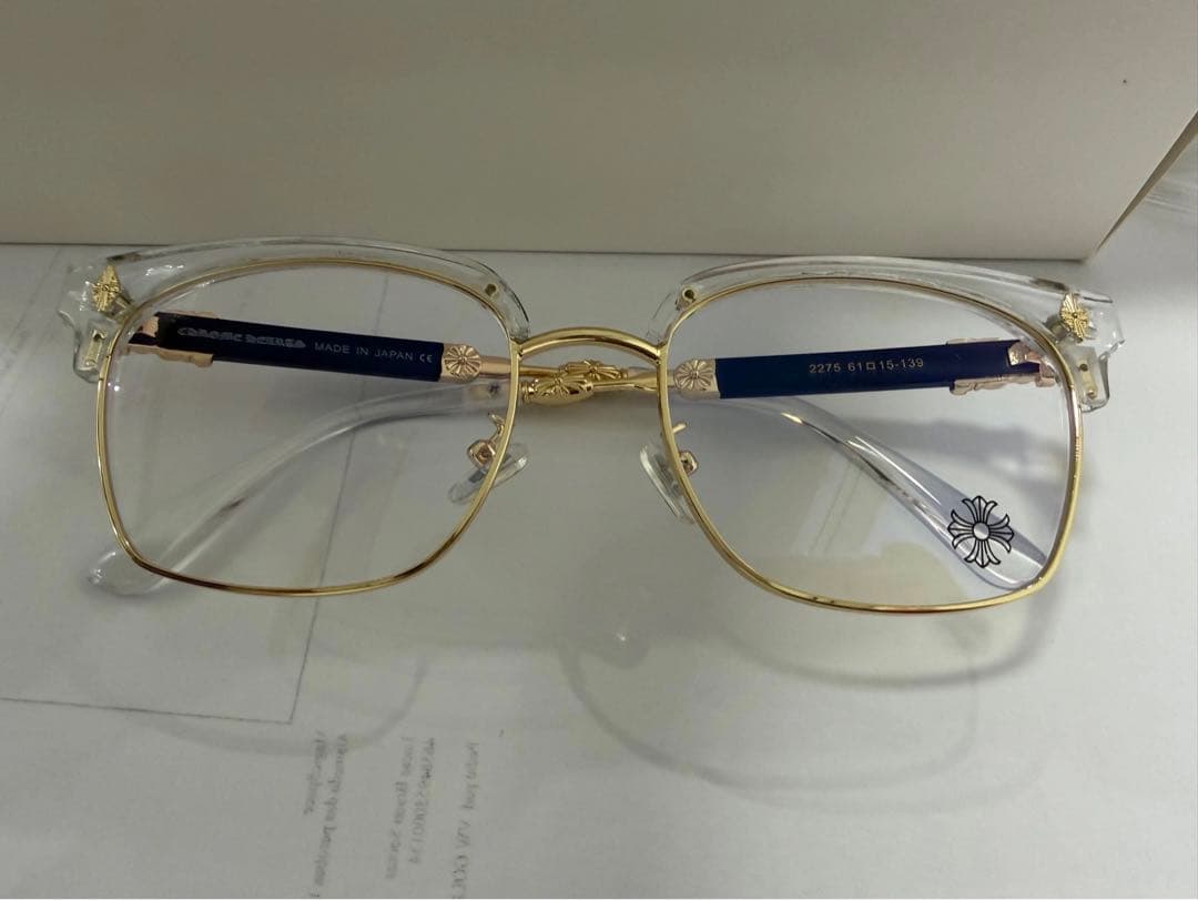 装飾クリアゴールド伊達メガネ 「クロムハーツ好き必見‼︎」メガネ サングラス