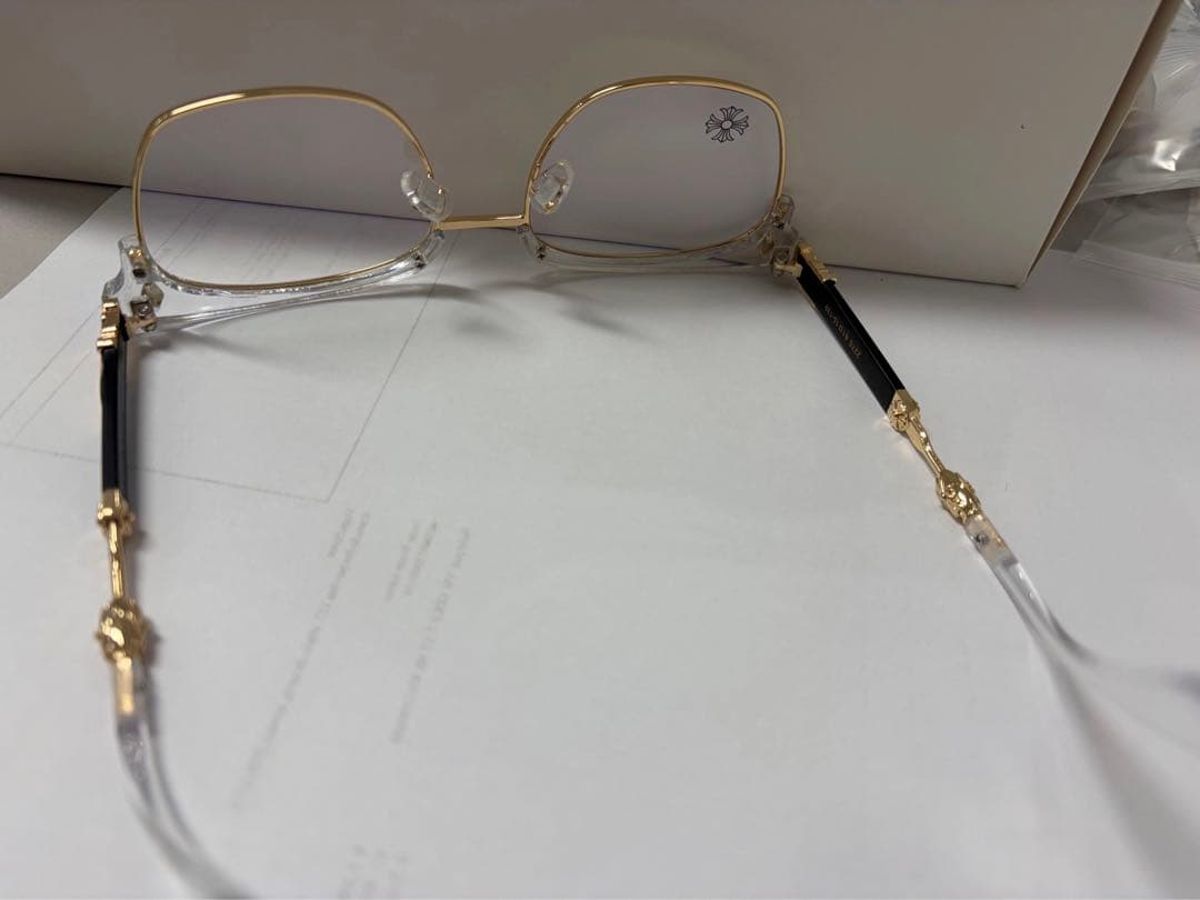 装飾クリアゴールド伊達メガネ 「クロムハーツ好き必見‼︎」メガネ サングラス