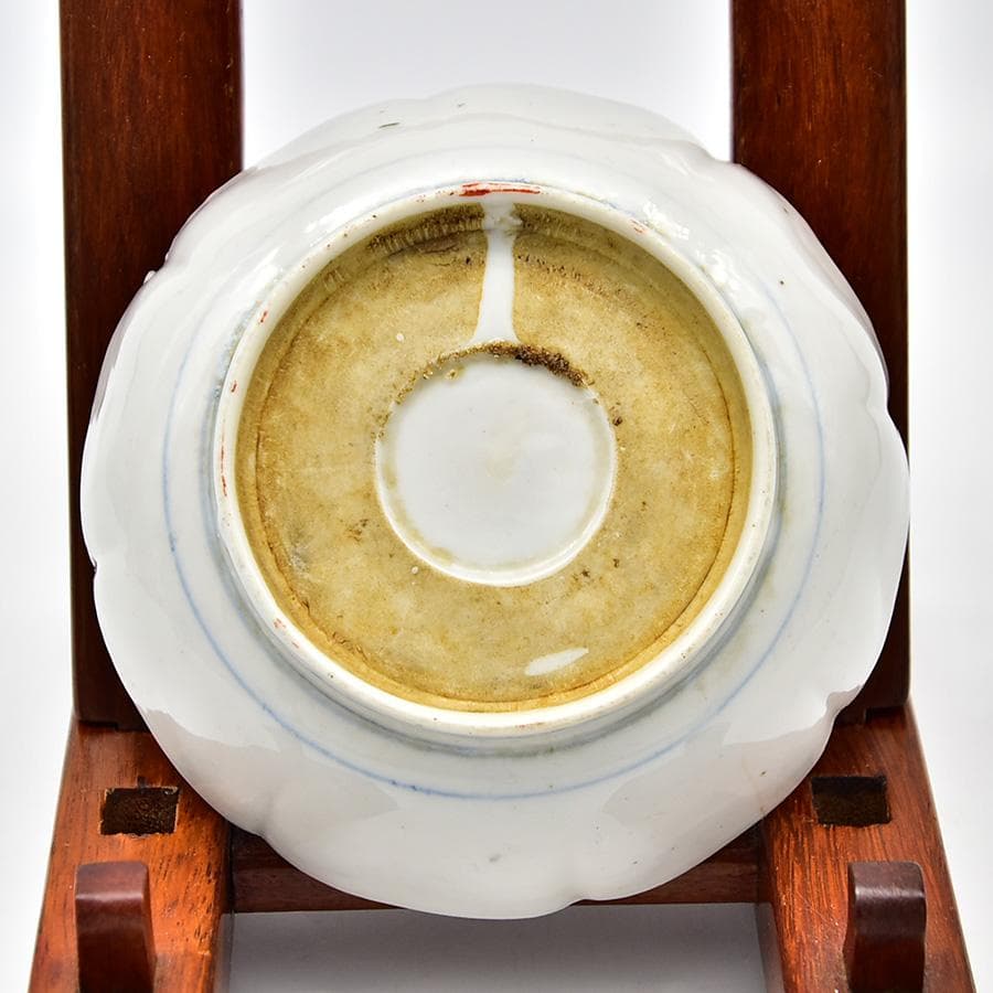 ● 江戸明治 五客小皿 手塩皿 古伊万里 色絵錦出金蘭手 賢人鳳凰 見込に唐草