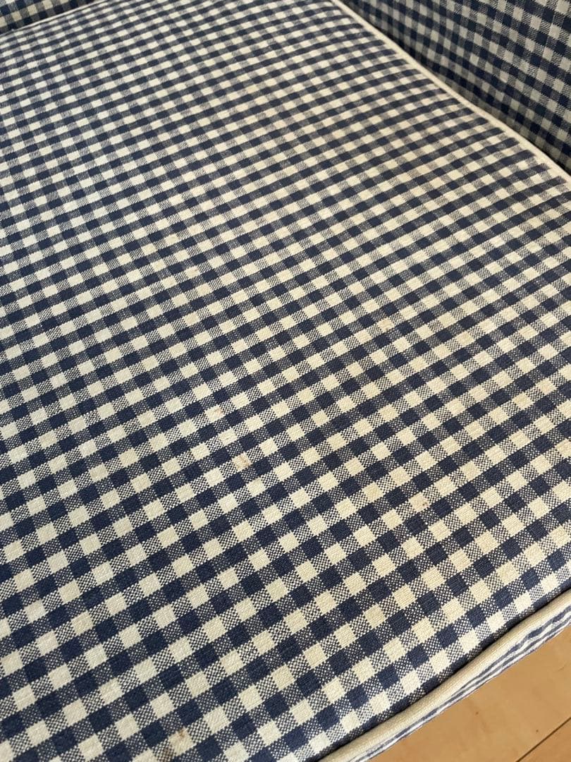 IKEA エークトルプ 1人掛けソファ 替えカバー付き ネイビーチェック