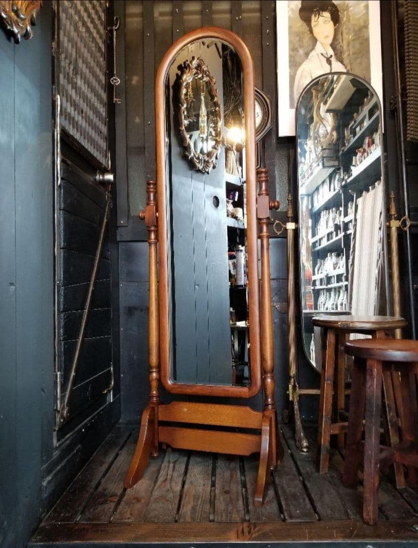 miki　様売約済　カリモク　ラウンド　スタンド　ミラー　姿見