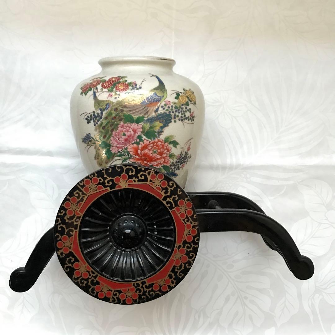 九谷焼 壺 花瓶 孔雀 - メルカリ