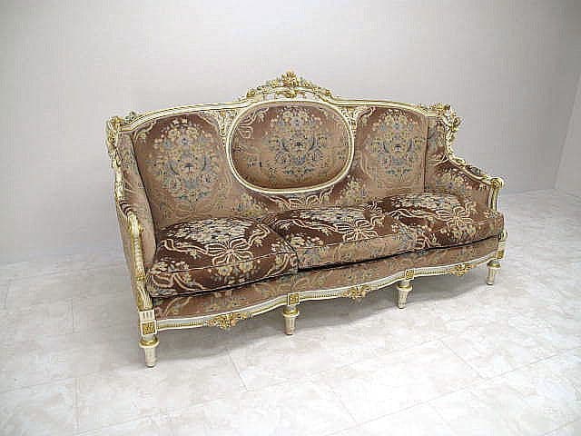 マリオ・コルチャゴ（フラテリ・オリッジ） 3人掛けソファ ロココ様式 金華山張地