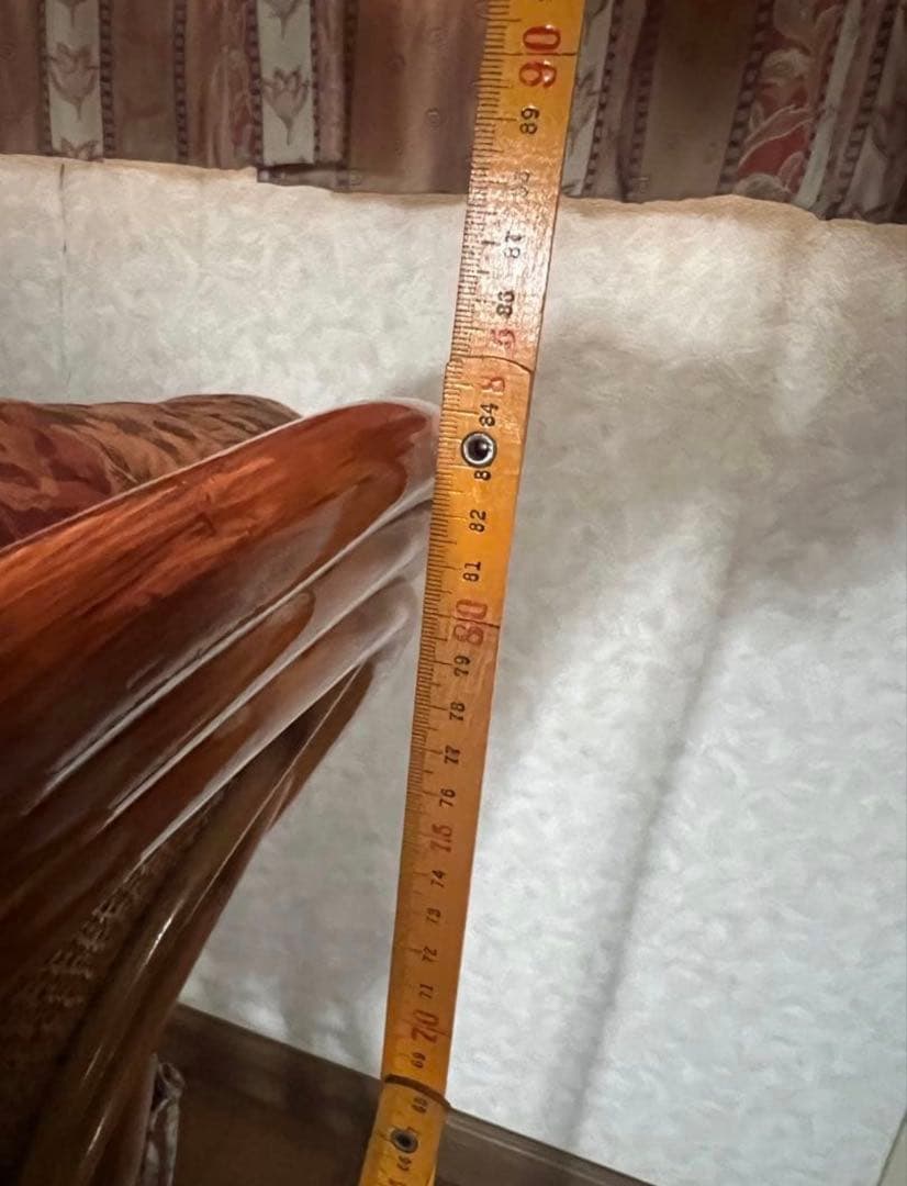 ラタン 花柄クッション 回転椅子