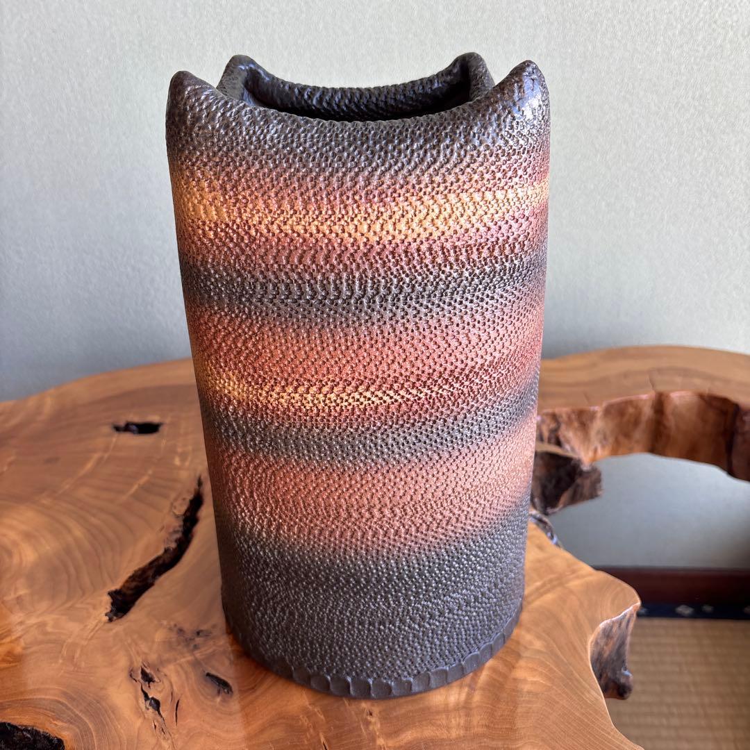 熊本幸平作 花入 高さ29cm 共箱 陶芸