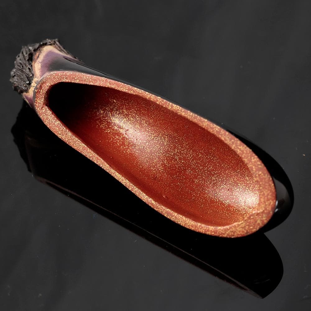 新品 輪島塗 要人作 脱乾漆 茄子 香合壱 内梨子地 共箱 共布 略歴