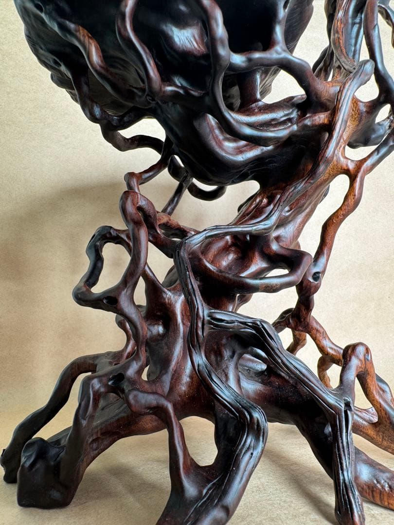 根卓・天然木・繊細彫・紫檀・黒檀・縞黒檀・鉄刀木・雑木・ 盆栽卓・無垢材・花台