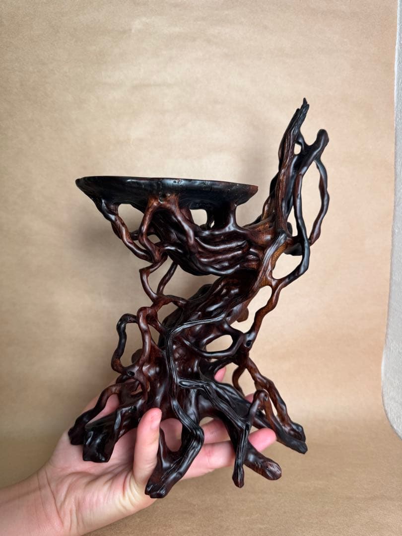 根卓・天然木・繊細彫・紫檀・黒檀・縞黒檀・鉄刀木・雑木・ 盆栽卓・無垢材・花台