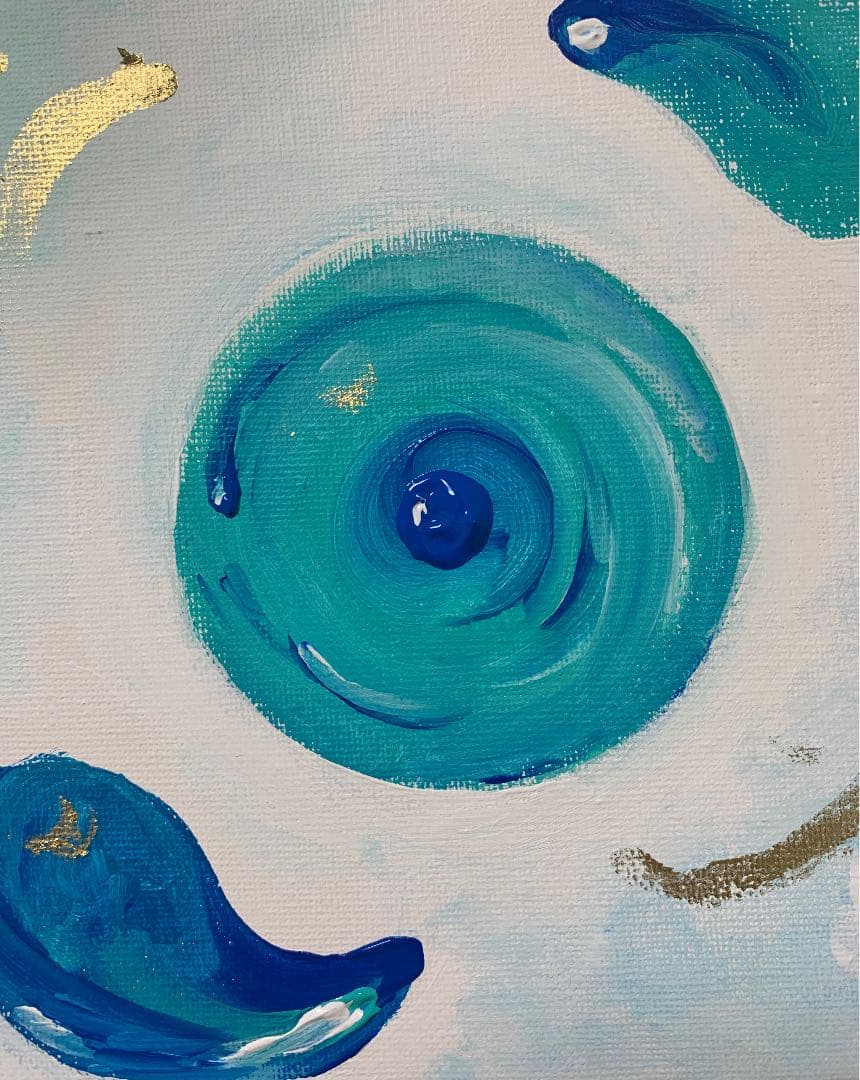 ☆涼 1 絵画 抽象画 原画 青 緑 ゴールド 夏 S0キャンバス - メルカリ