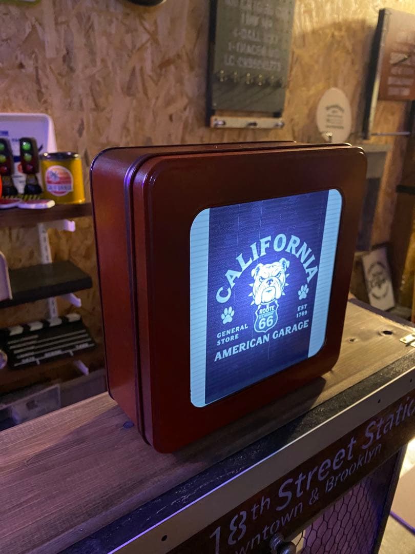 照明付き棚　アメリカン　インダストリアル　ROUTE66 置き型　壁掛け　両用