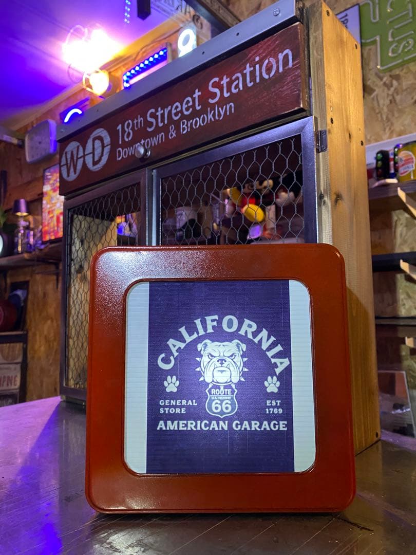 照明付き棚　アメリカン　インダストリアル　ROUTE66 置き型　壁掛け　両用