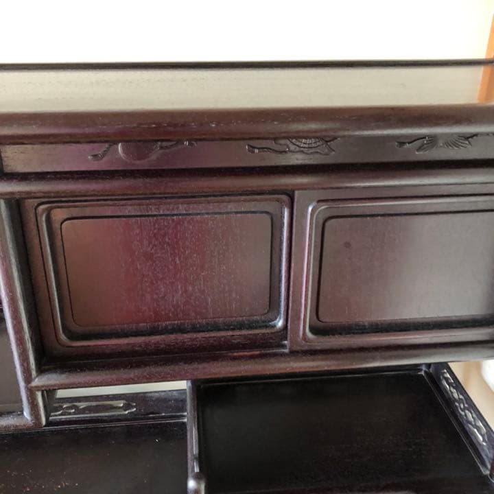 【美品】清代紫檀家具 紫檀茶箪笥 透かし彫り飾り棚 古董品