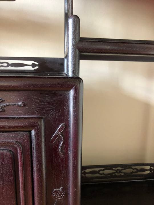 【美品】清代紫檀家具 紫檀茶箪笥 透かし彫り飾り棚 古董品