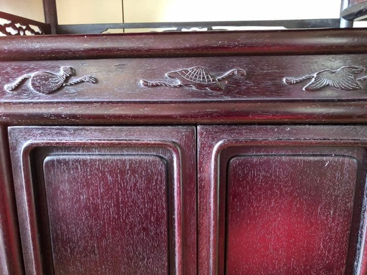 【美品】清代紫檀家具 紫檀茶箪笥 透かし彫り飾り棚 古董品