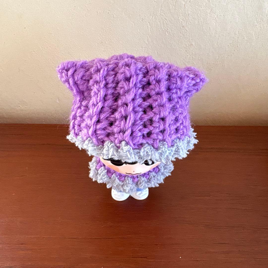 すのチルソフビサイズ 猫耳ニット帽＋ポンチョ2点セット(紫) - メルカリ