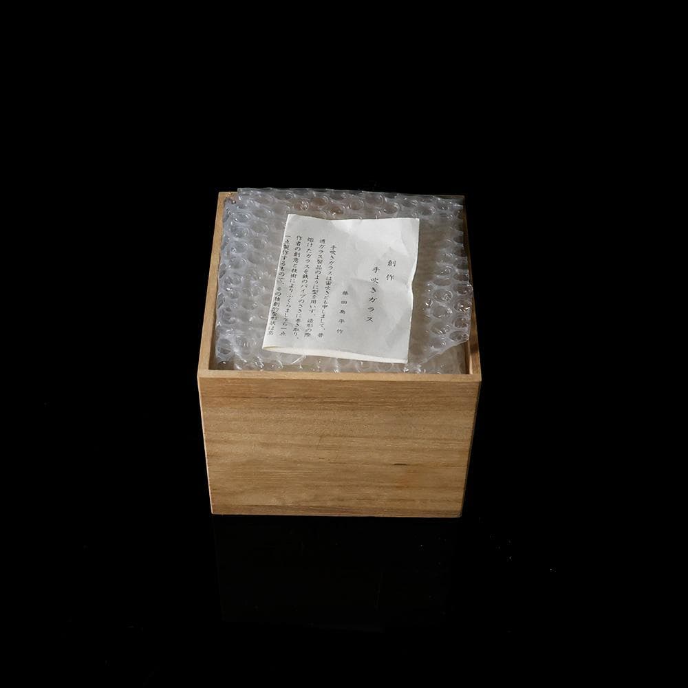 T 人間国宝　藤田喬平作　創作　手吹きガラス　四方皿　銀粉　伝統工芸　五客