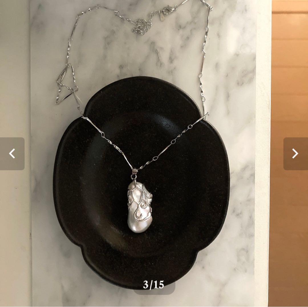 《超大粒》バロックオイスターパールのシルバー925ネックレス