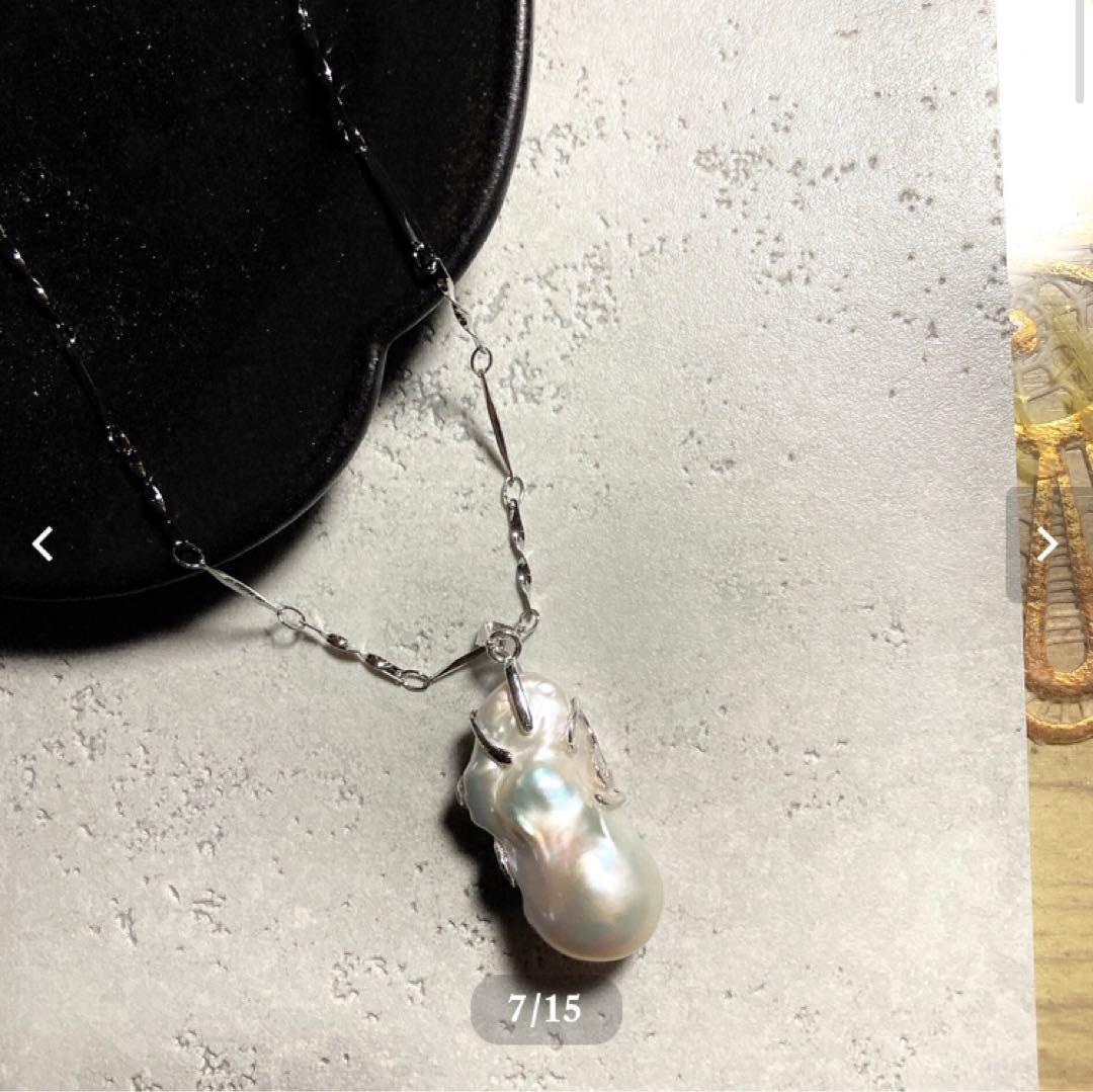 《超大粒》バロックオイスターパールのシルバー925ネックレス