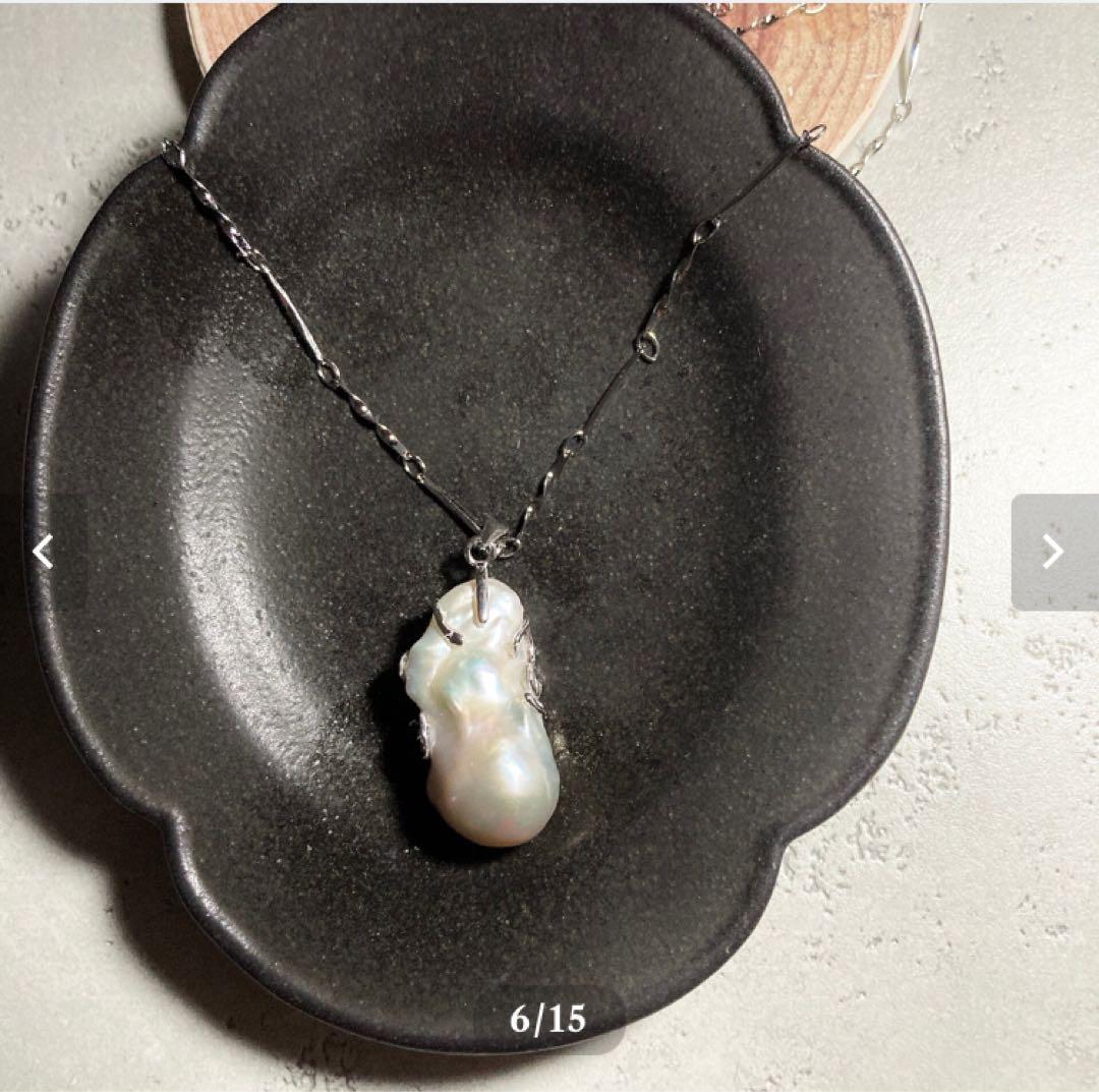 《超大粒》バロックオイスターパールのシルバー925ネックレス