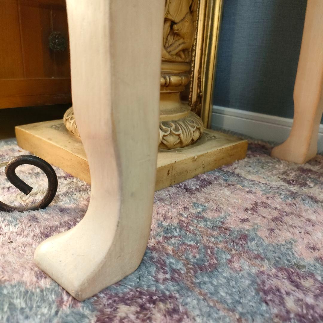 アメリカンシャビー コンソールデスク ガラス天板 猫脚デザイン