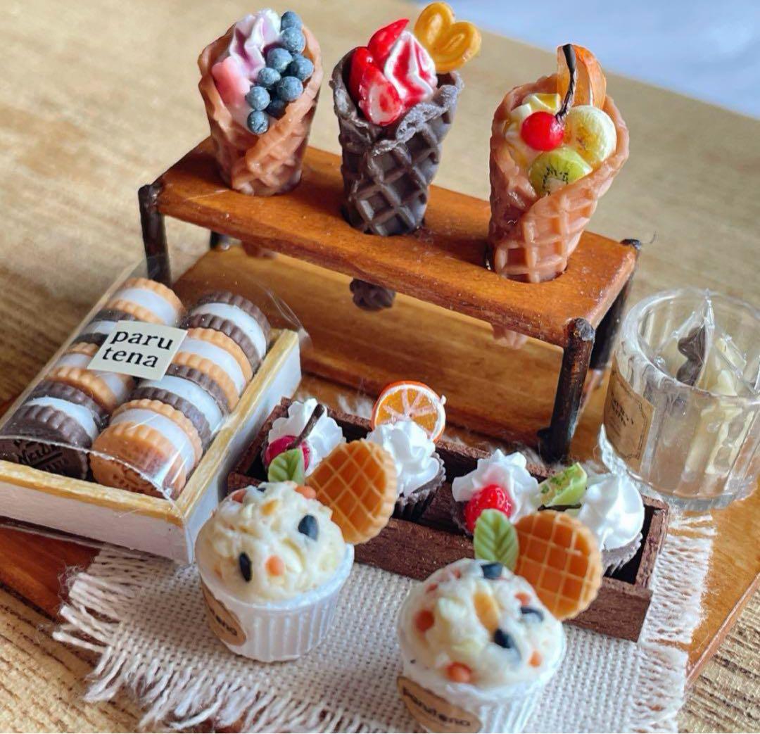 ワッフルセット ミニチュアスイーツ ミニチュアフード ハンドメイド