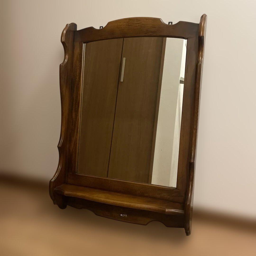 オールドカリモク　コロニアルシリーズ　壁掛けミラー