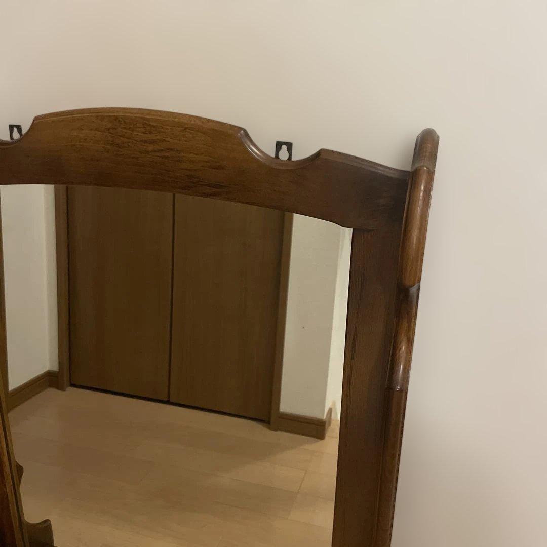 オールドカリモク　コロニアルシリーズ　壁掛けミラー