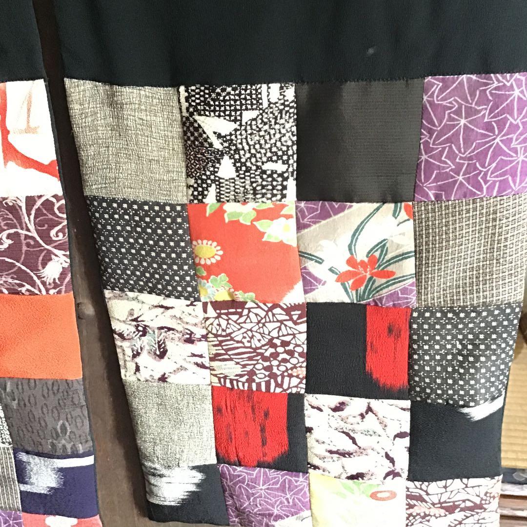 作家物　縮緬で作った暖簾　古布　リメイク　アンティーク