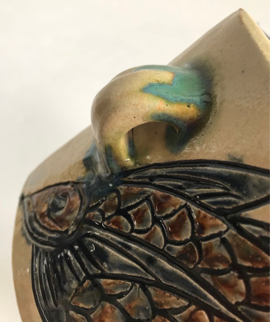 人間国宝 琉球 壺屋焼 金城次郎 魚文 抱瓶 陶器 沖縄 民藝 - メルカリ