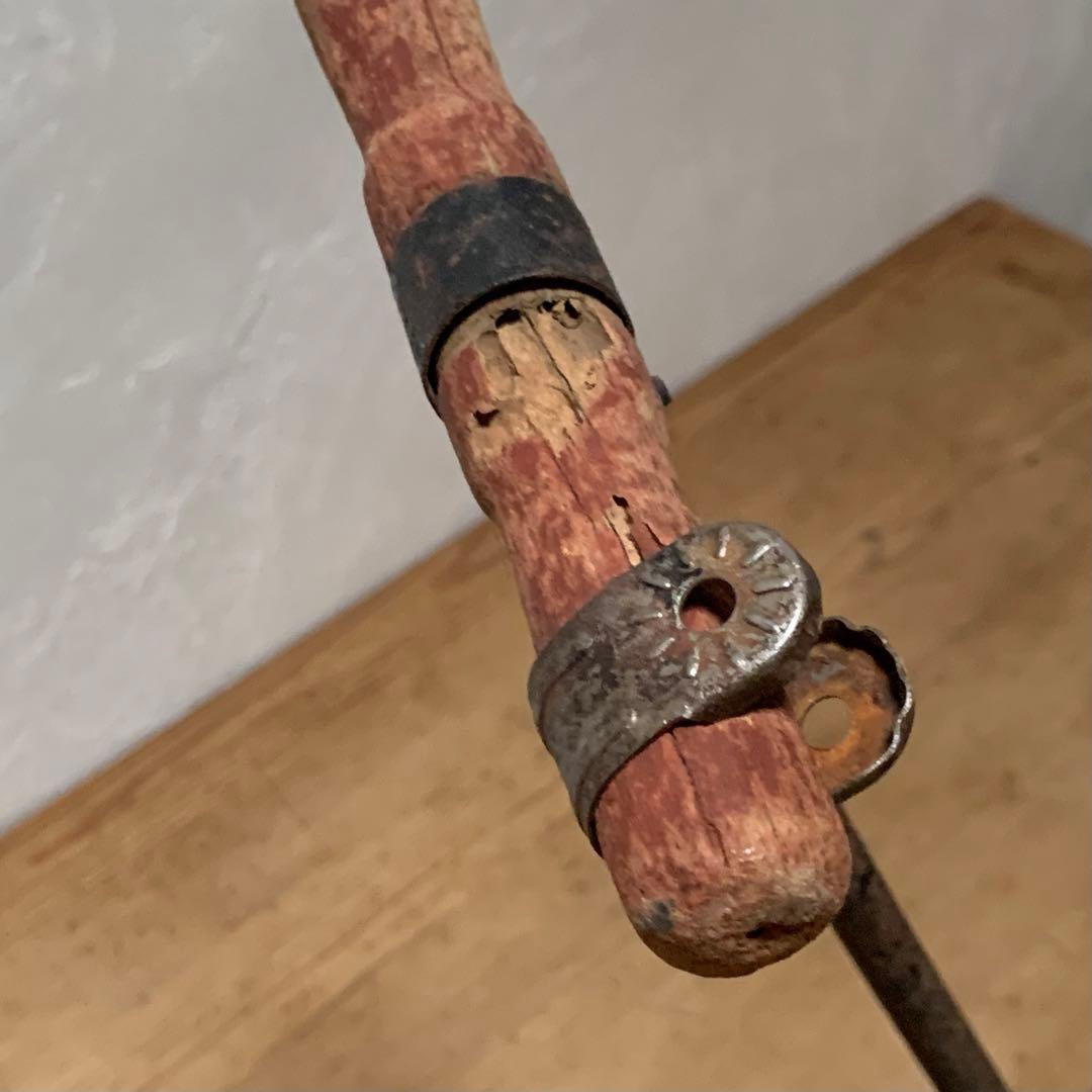 木と鉄できた 古い キックボード アンティーク 古道具 昭和レトロ