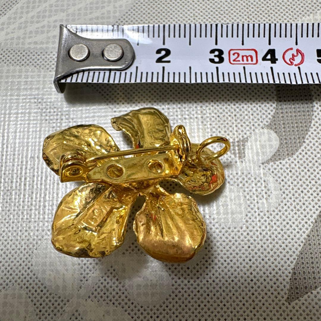 シンガポール オーキッド＊花型ブローチ/ペンダントトップ＊24K金