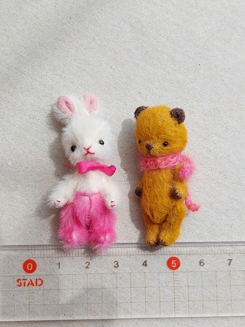 テディベア ミニチュア 作家様 ちびくまちゃんとちびうさちゃんのセット♪