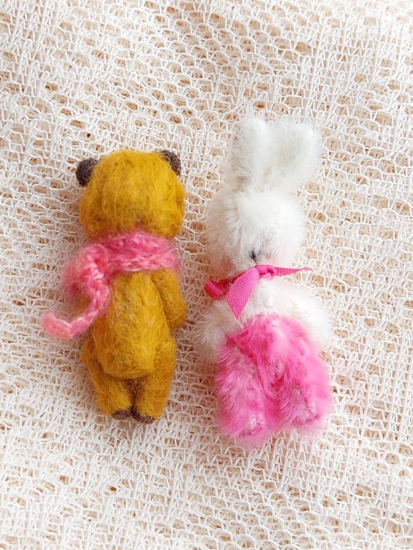 テディベア ミニチュア 作家様 ちびくまちゃんとちびうさちゃんのセット♪