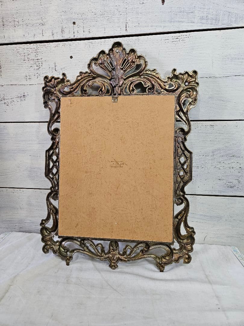 フランスアンティーク ウォールミラー 壁掛け鏡 ブラス製フレーム アカンサス