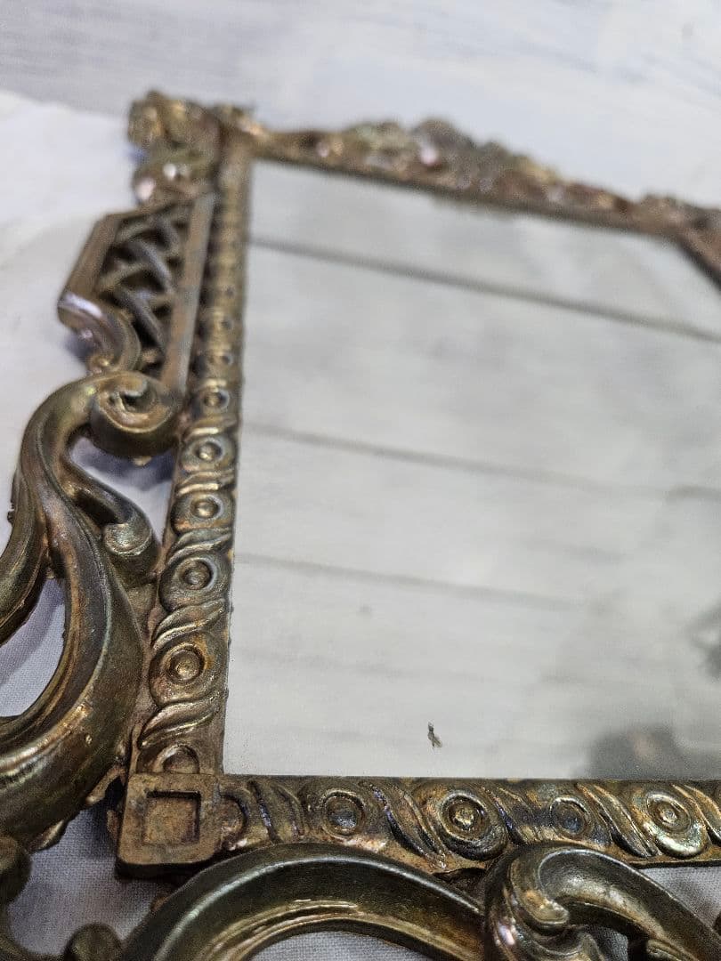 フランスアンティーク ウォールミラー 壁掛け鏡 ブラス製フレーム アカンサス