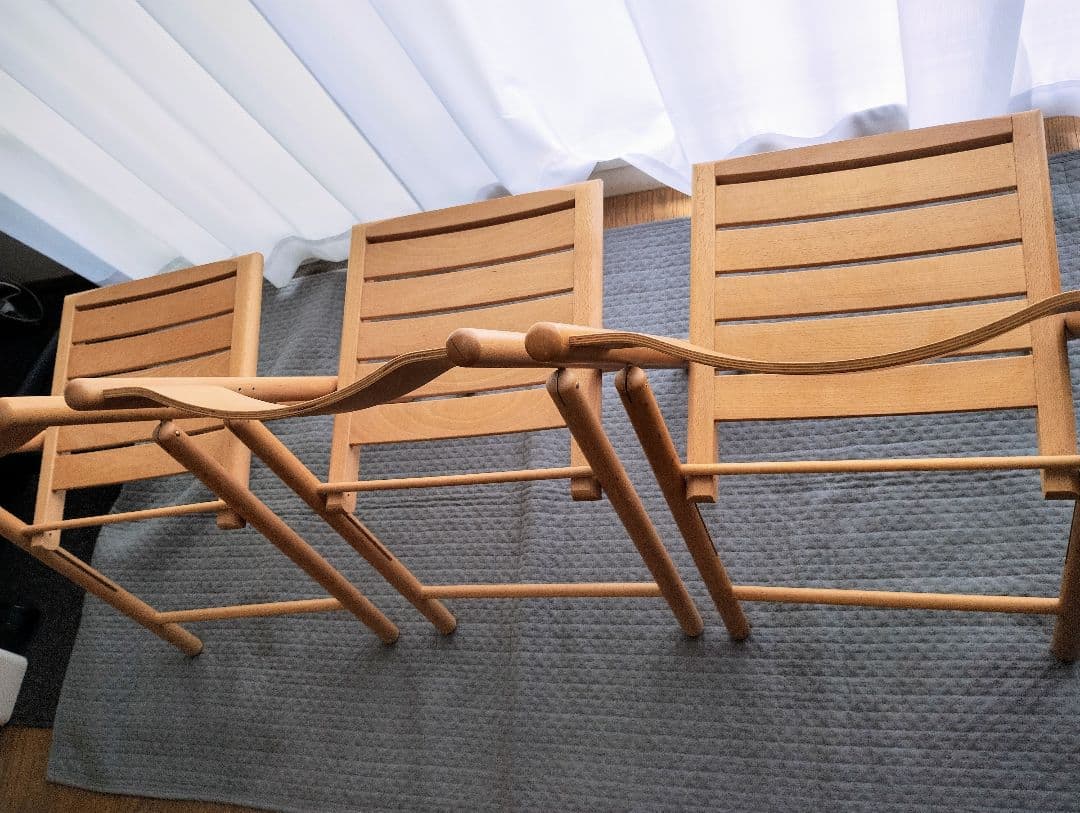 無印良品　折りたたみ木製椅子3脚　ウッドチェア