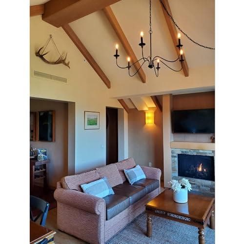 シャンデリア おしゃれ ブラック 6灯 LED対応 E12 ペンダントライト a