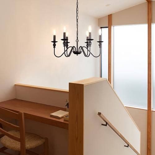 シャンデリア おしゃれ ブラック 6灯 LED対応 E12 ペンダントライト a