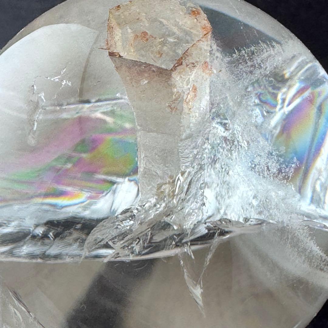 M-24虹入りクォーツインクォーツ 丸玉 天然水晶スフィア　内包結晶　クリスタル