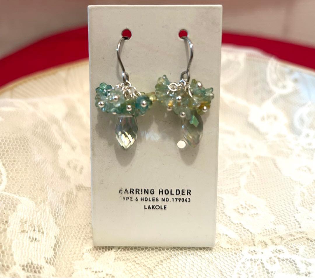 «923»◤専用ページ❈◢涙の雫*小花が咲くピアス*多面カットの輝き*耳飾り